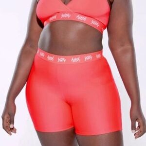 YITTY Women’s Neon Pink Athletic Smoothing High Waisted Lined Shorts Size 1X NWT